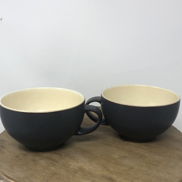 Denby - Langley Pottery Charcoal and Cream Mug Set made in England - Picture 3 of 12